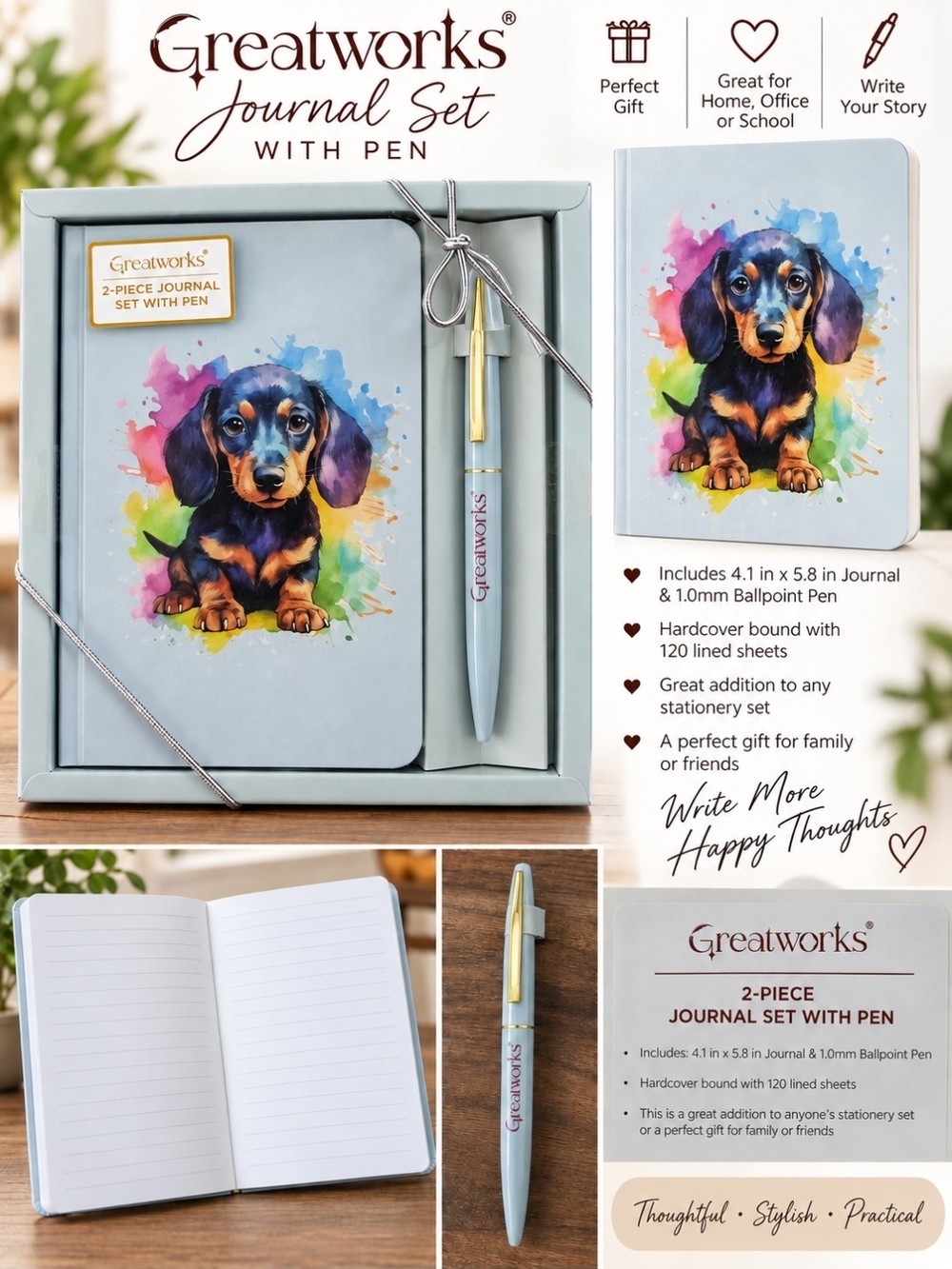 Dachshund Hardcover Journal Set with Pen